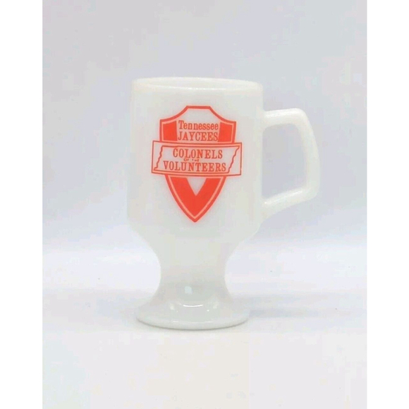 Vintage Tennessee Jaycees Colonels of the Volunteers White Glass Mug / Cup - Picture 1 of 4